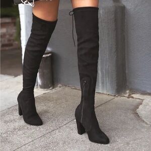 So Much Yes Black Suede Over the Knee Boots